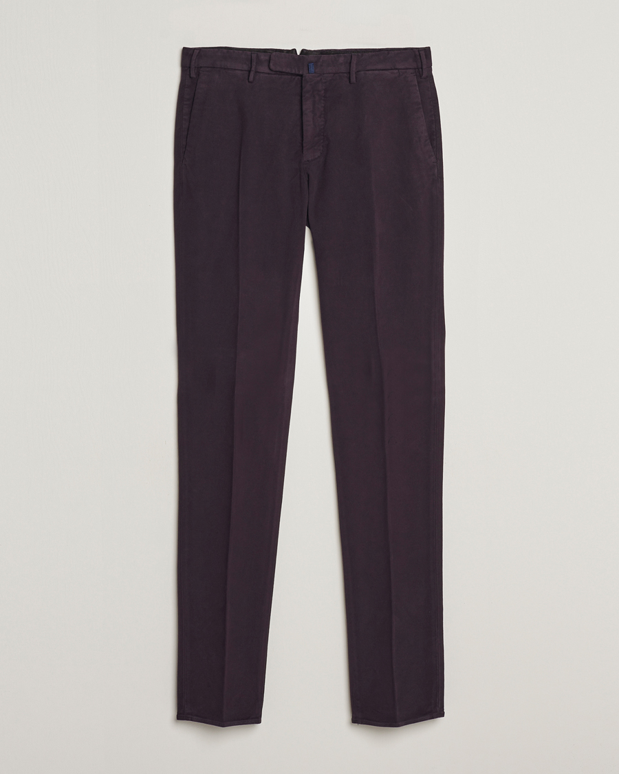 Hombres | Pantalones | Incotex | Slim Fit Luxury Moleskine Trousers Burgundy