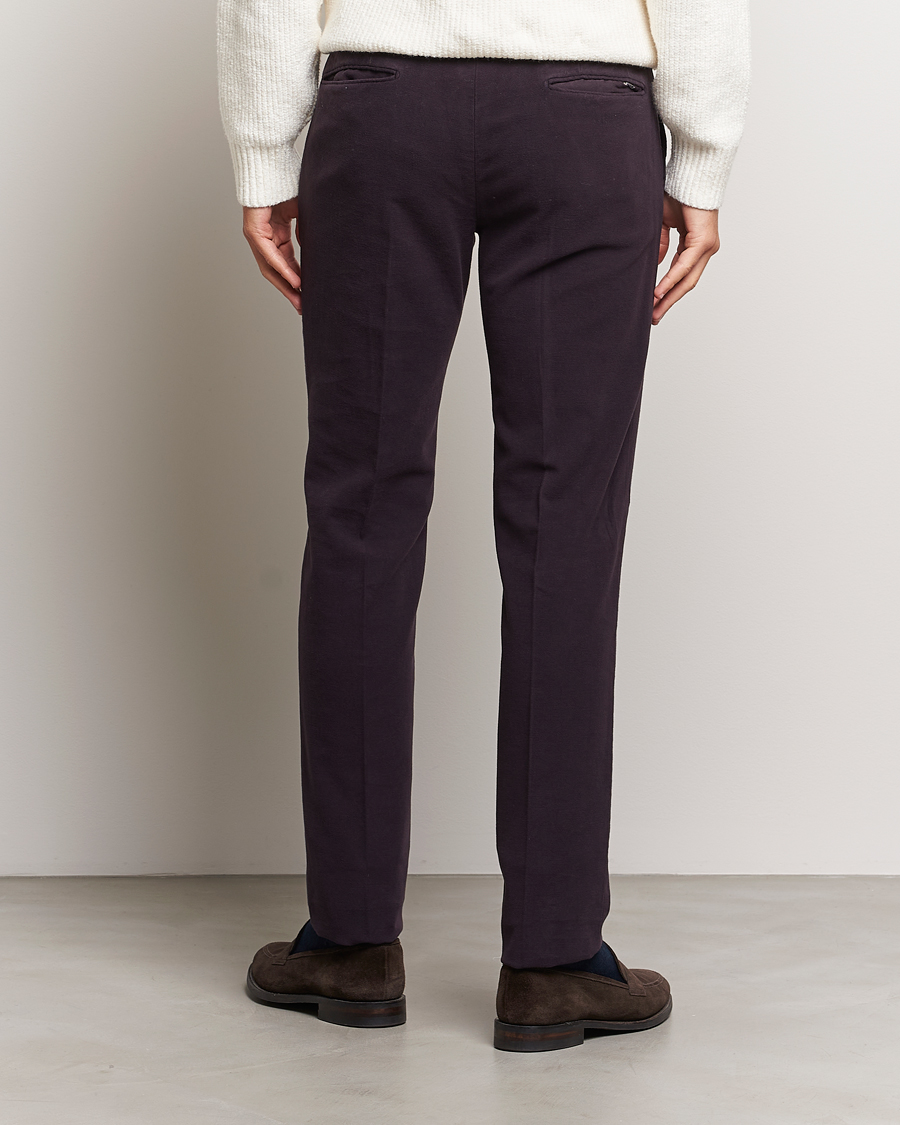 Hombres | Pantalones | Incotex | Slim Fit Luxury Moleskine Trousers Burgundy