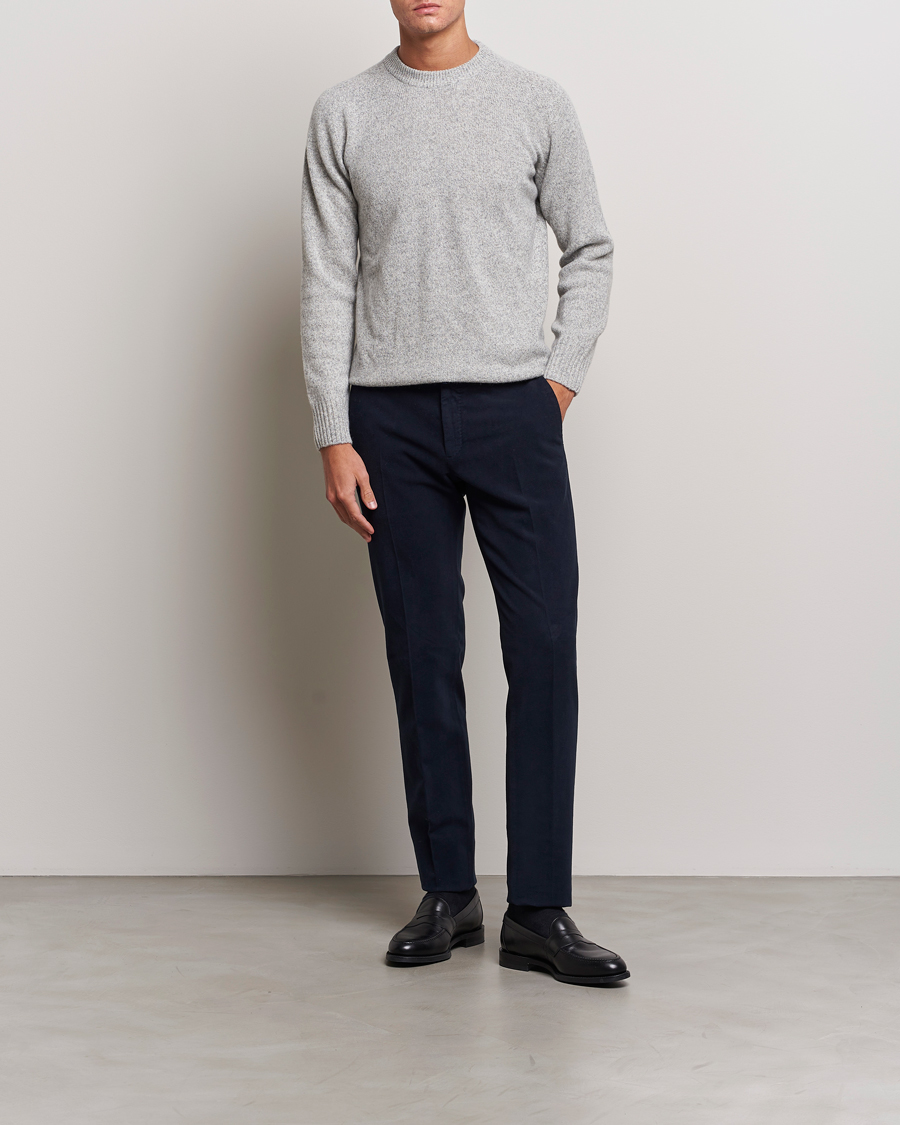 Hombres | Pantalones | Incotex | Slim Fit Luxury Moleskine Trousers Navy