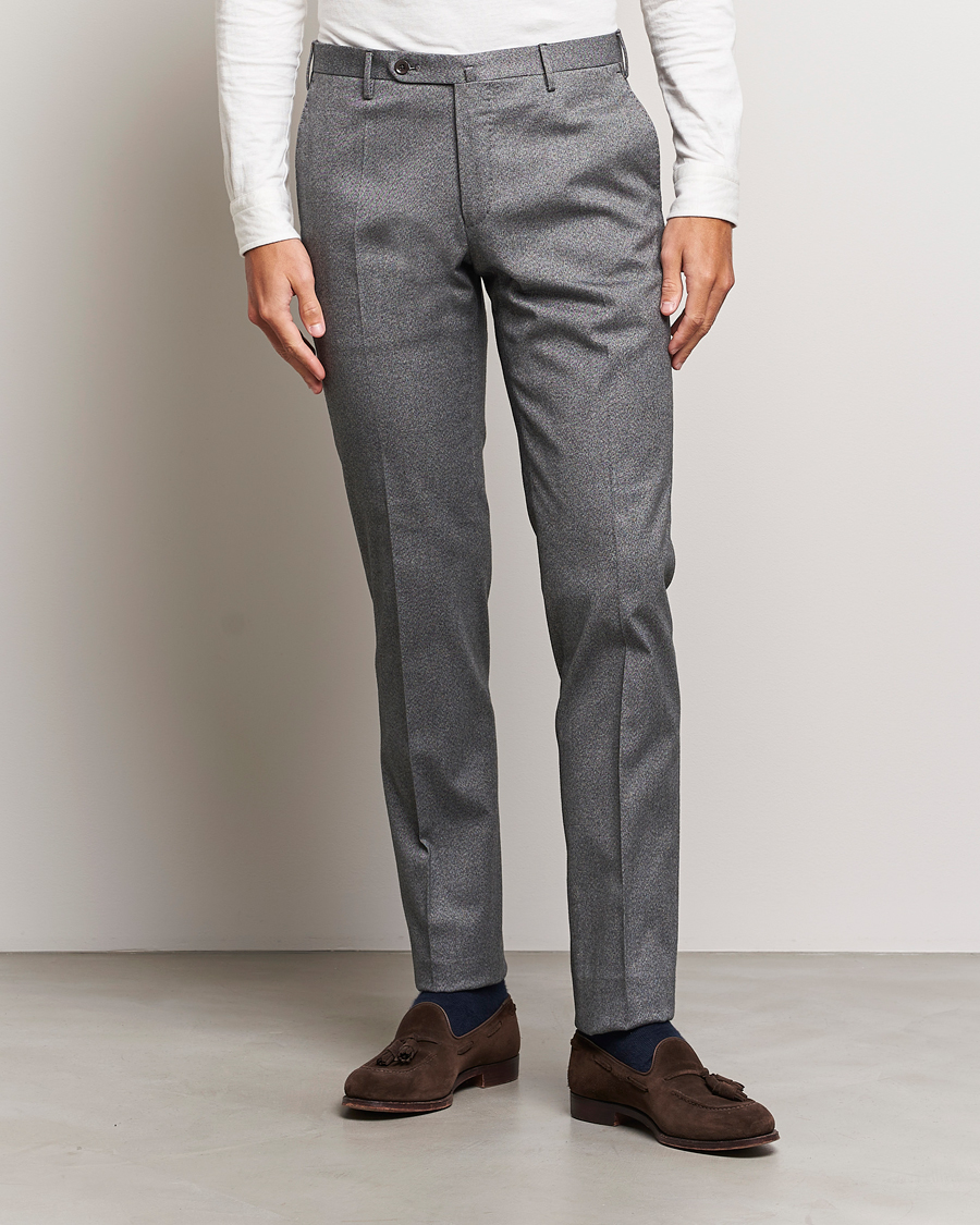 Hombres | Pantalones | Incotex | Slim Fit Cotton Trousers Grey Melange