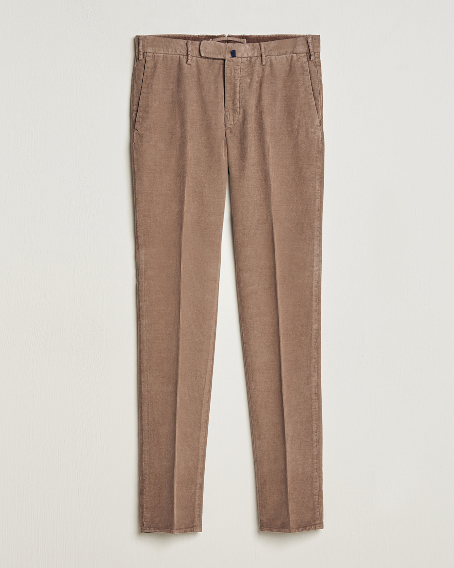 Hombres | Pantalones | Incotex | Slim Fit Soft Corduroy Trousers Taupe