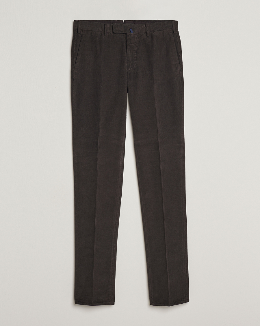 Hombres | Pantalones | Incotex | Slim Fit Soft Corduroy Trousers Dark Brown