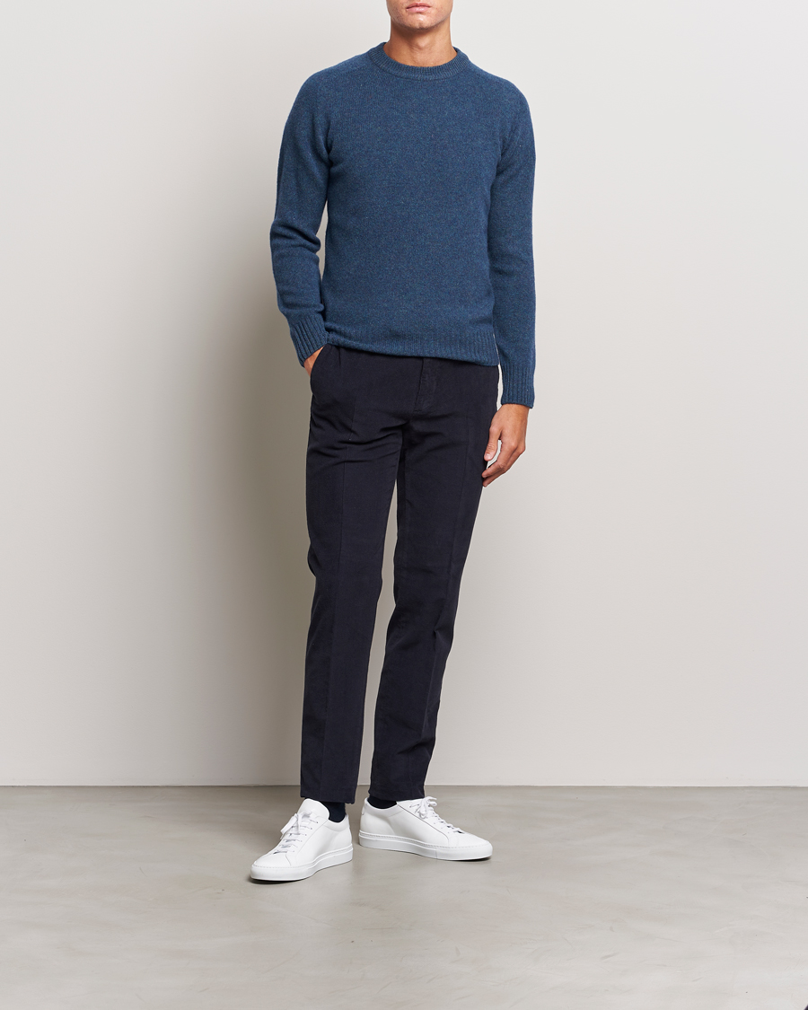 Hombres | Pantalones | Incotex | Slim Fit Soft Corduroy Trousers Navy