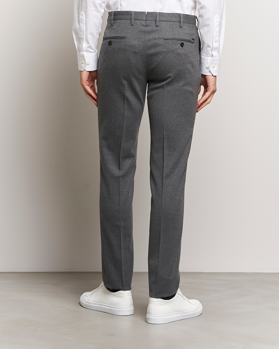 Hombres | Pantalones | Incotex | Slim Fit Washable Flannel Trousers Grey Melange