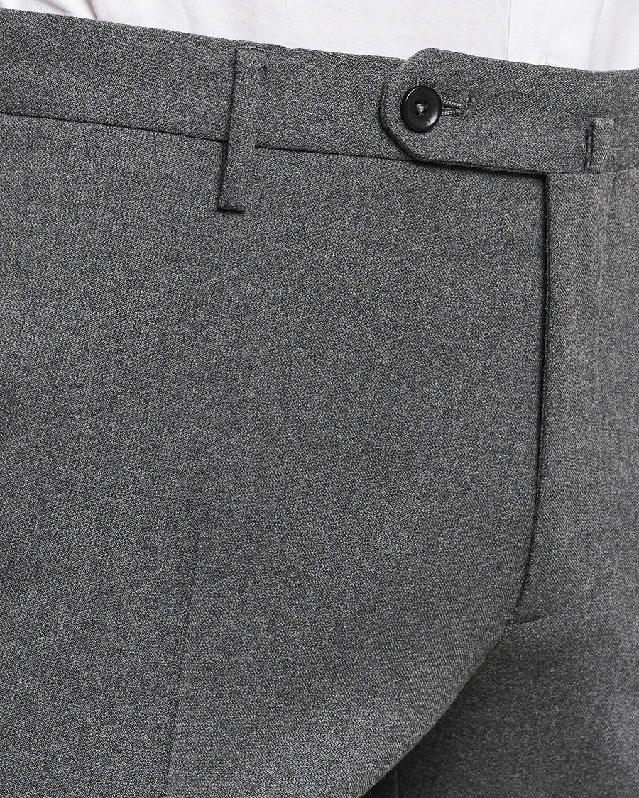 Hombres | Pantalones | Incotex | Slim Fit Washable Flannel Trousers Grey Melange