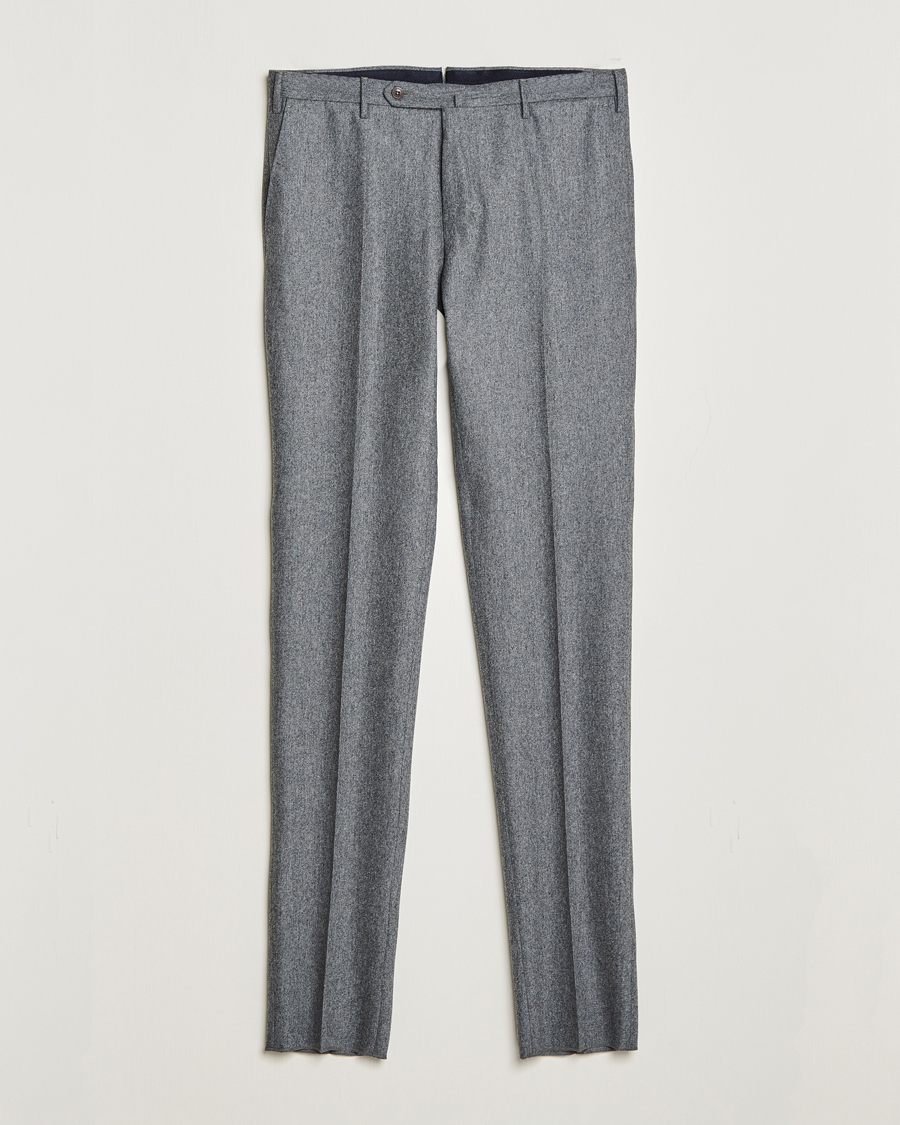 Hombres | Pantalones | Incotex | Slim Fit Carded Flannel Trousers Grey Melange