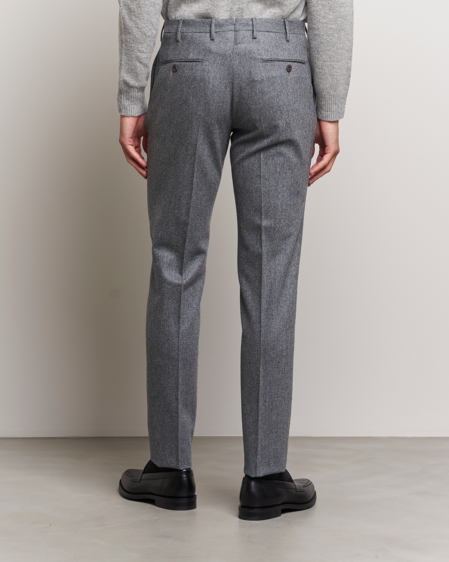 Hombres | Pantalones | Incotex | Slim Fit Carded Flannel Trousers Grey Melange