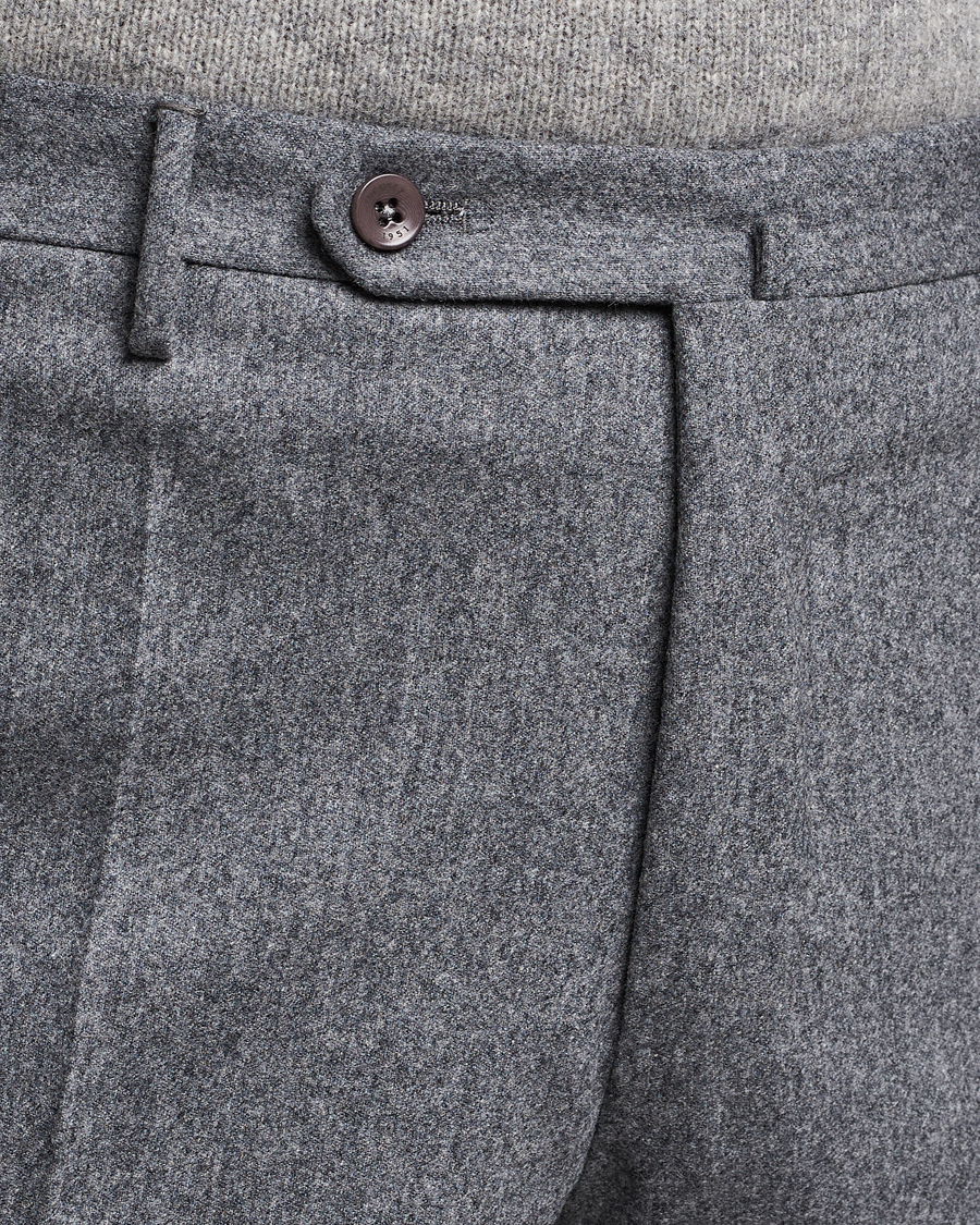 Hombres | Pantalones | Incotex | Slim Fit Carded Flannel Trousers Grey Melange
