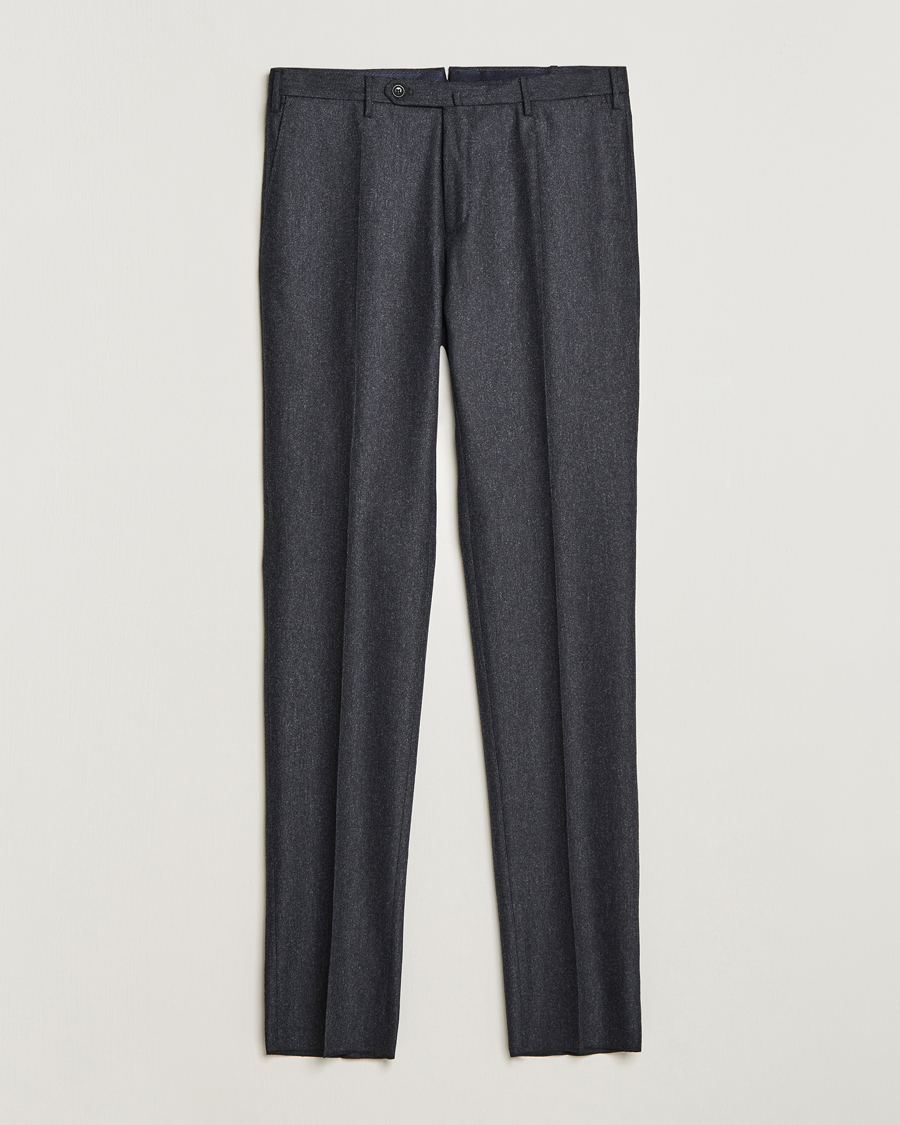 Hombres | Pantalones | Incotex | Slim Fit Carded Flannel Trousers Dark Grey