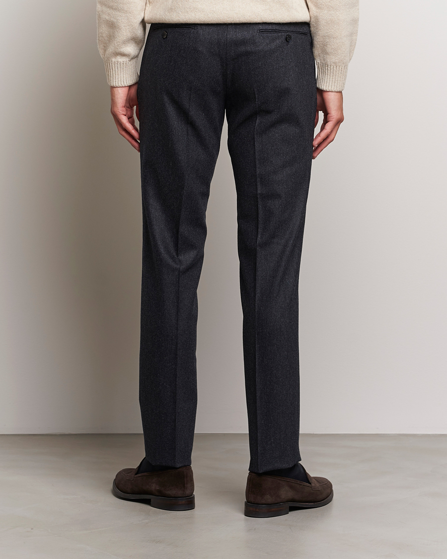 Hombres | Pantalones | Incotex | Slim Fit Carded Flannel Trousers Dark Grey