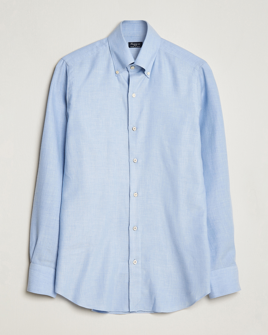 Hombres | Camisas | Finamore Napoli | Milano Slim Cashmere BD Shirt Light Blue