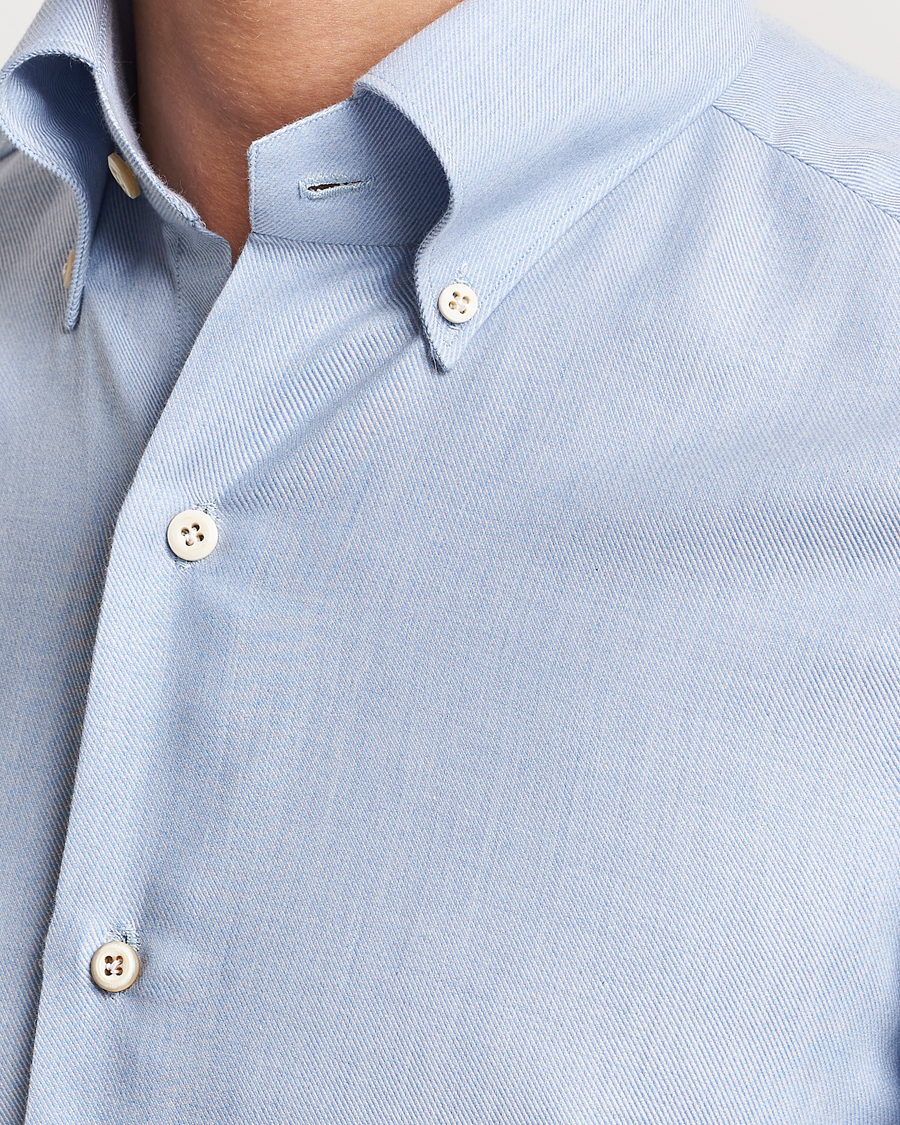 Hombres | Camisas | Finamore Napoli | Milano Slim Cashmere BD Shirt Light Blue
