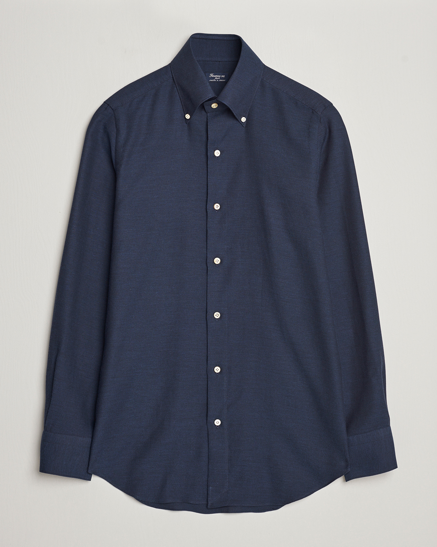 Hombres | Camisas | Finamore Napoli | Milano Slim Cashmere BD Shirt Navy