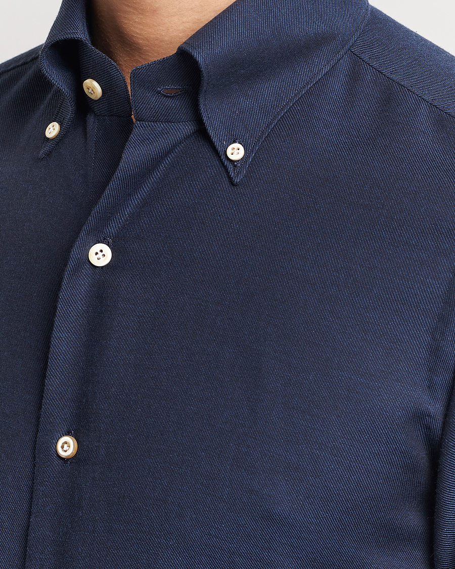 Hombres | Camisas | Finamore Napoli | Milano Slim Cashmere BD Shirt Navy