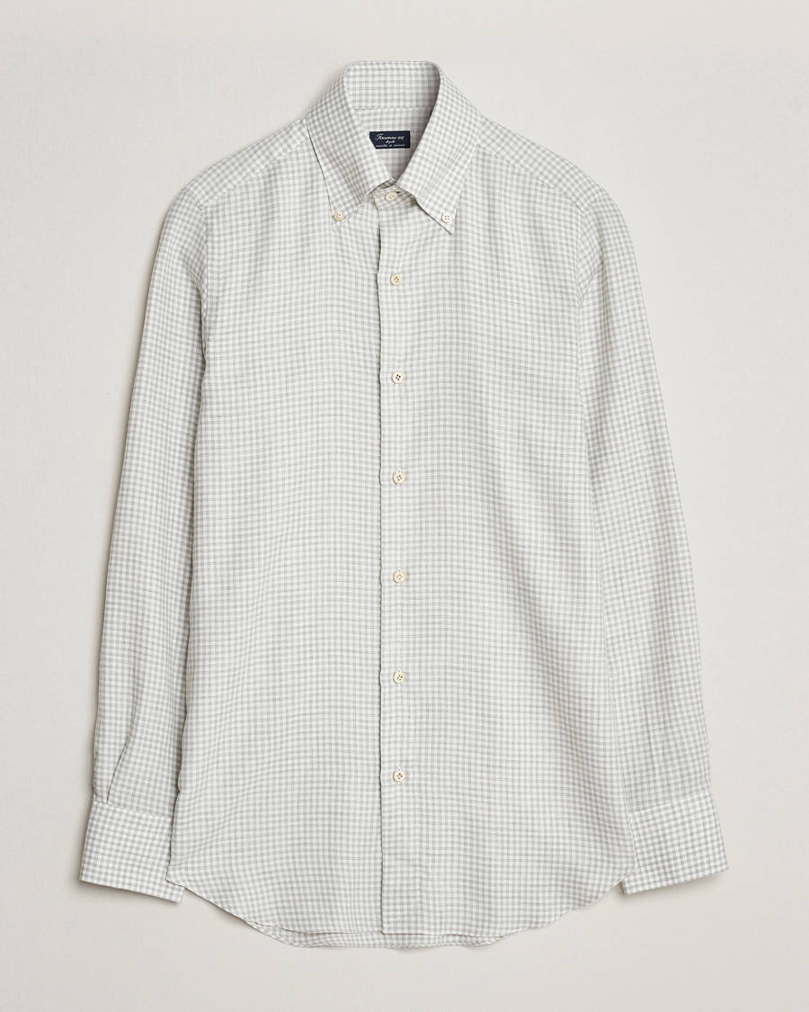 Hombres | Camisas | Finamore Napoli | Milano Slim Cashmere BD Shirt Light Grey