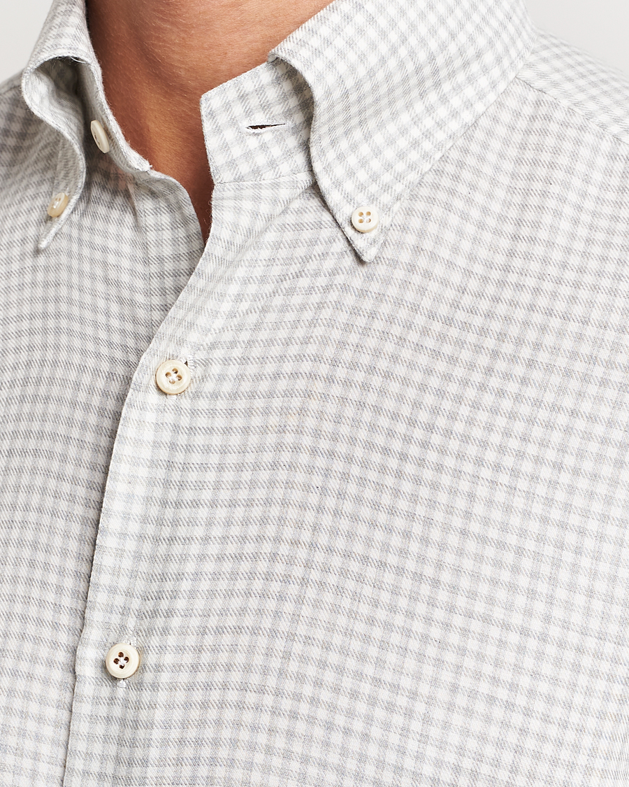 Hombres | Camisas | Finamore Napoli | Milano Slim Cashmere BD Shirt Light Grey
