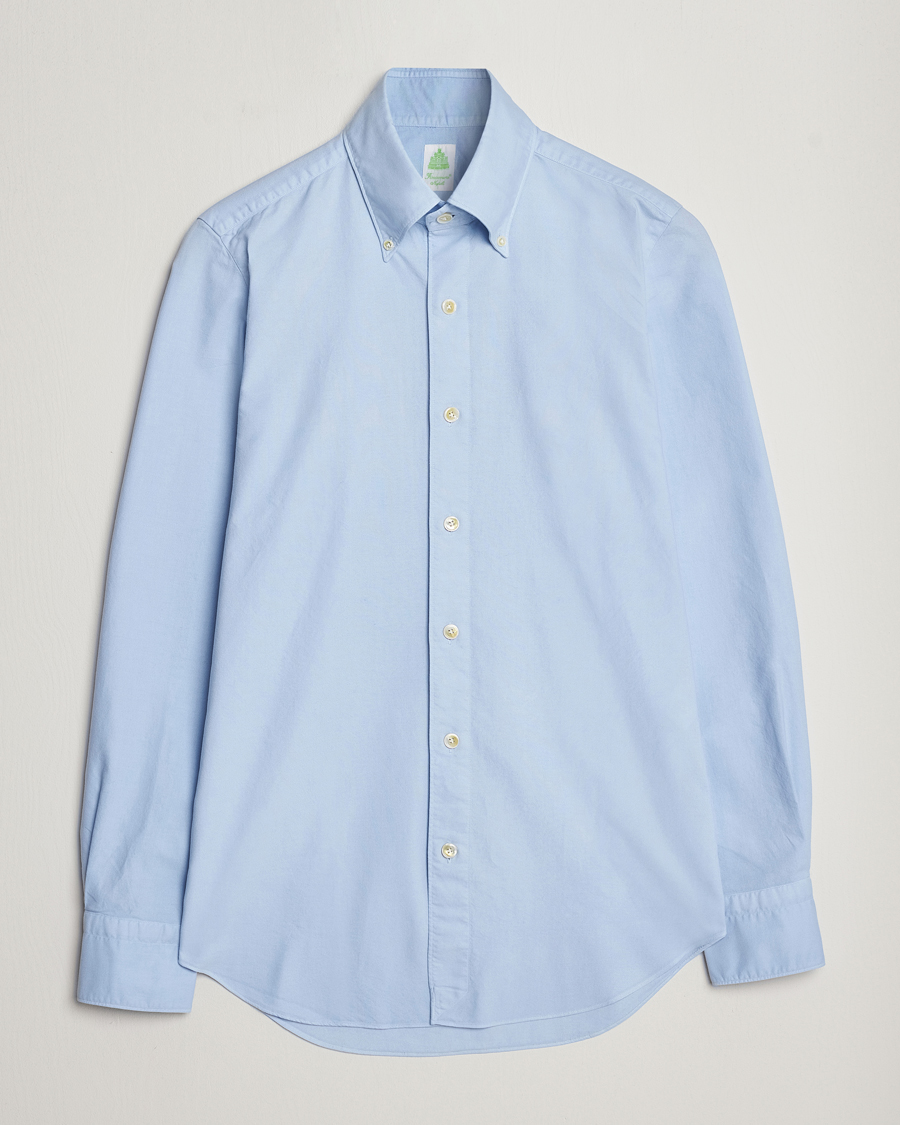 Hombres | Camisas | Finamore Napoli | Tokyo Slim Oxford Button Down Shirt Light Blue