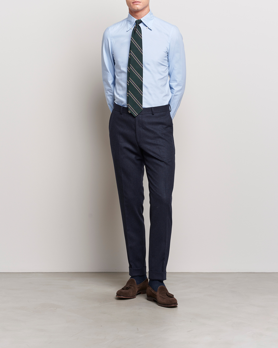 Hombres | Camisas | Finamore Napoli | Tokyo Slim Oxford Button Down Shirt Light Blue