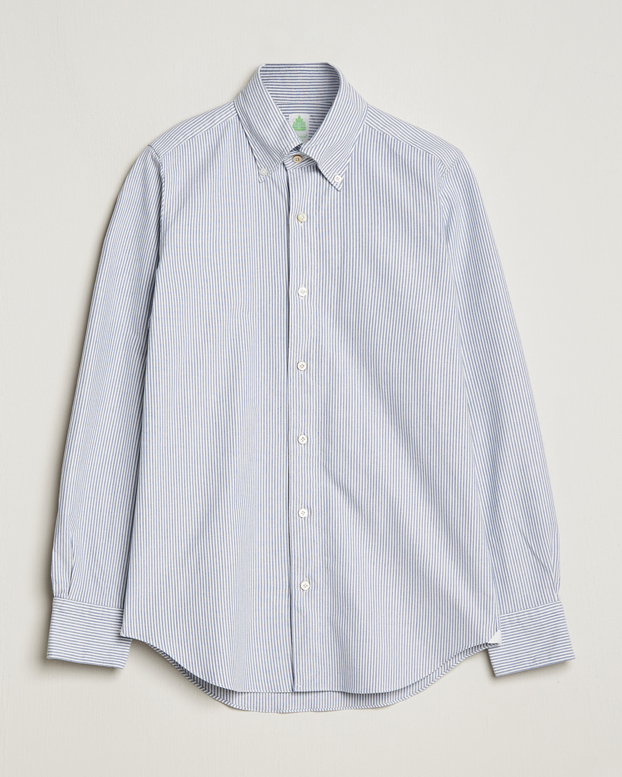 Hombres | Camisas | Finamore Napoli | Tokyo Slim Oxford Button Down Shirt Blue Stripe