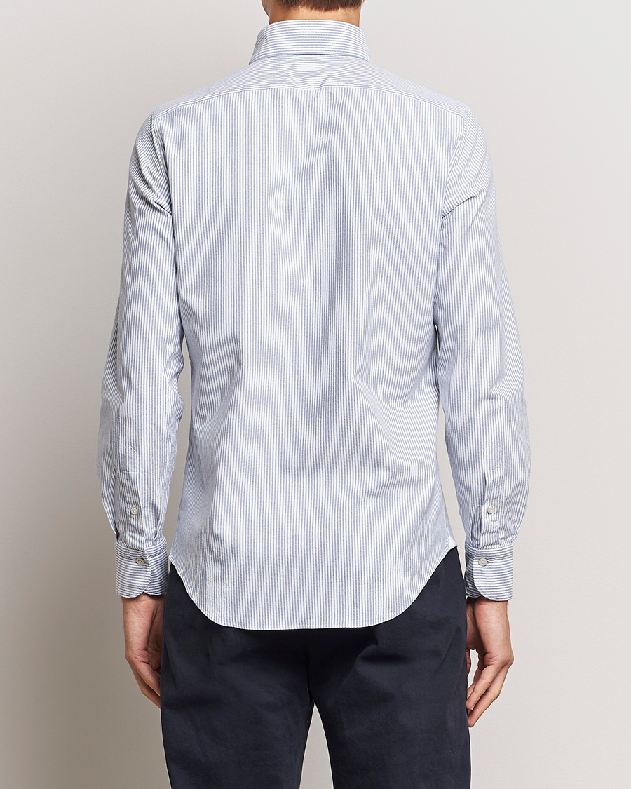 Hombres | Camisas | Finamore Napoli | Tokyo Slim Oxford Button Down Shirt Blue Stripe