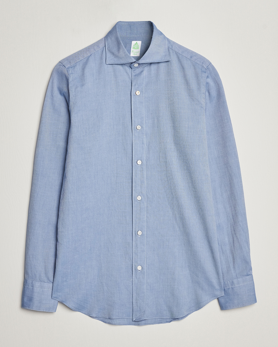 Hombres | Camisas | Finamore Napoli | Tokyo Slim Flannel Shirt Light Blue