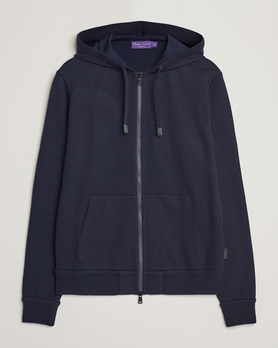 Hombres | Jerséis y prendas de punto | Ralph Lauren Purple Label | Luxury Fleece Full Zip Sweater Navy