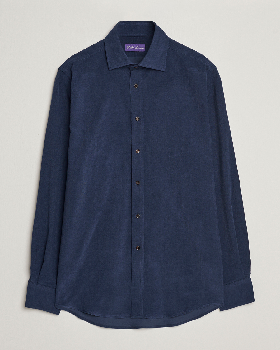 Hombres | Camisas | Ralph Lauren Purple Label | Cotton/Cashmere Corduroy Shirt Navy