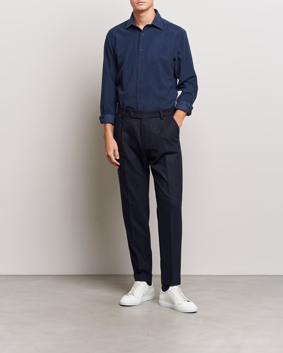 Hombres | Camisas | Ralph Lauren Purple Label | Cotton/Cashmere Corduroy Shirt Navy
