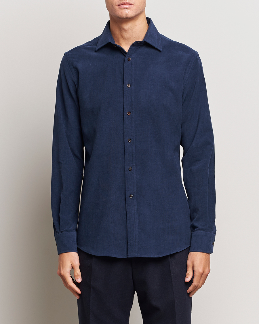 Hombres | Camisas | Ralph Lauren Purple Label | Cotton/Cashmere Corduroy Shirt Navy