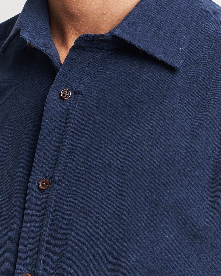 Hombres | Camisas | Ralph Lauren Purple Label | Cotton/Cashmere Corduroy Shirt Navy