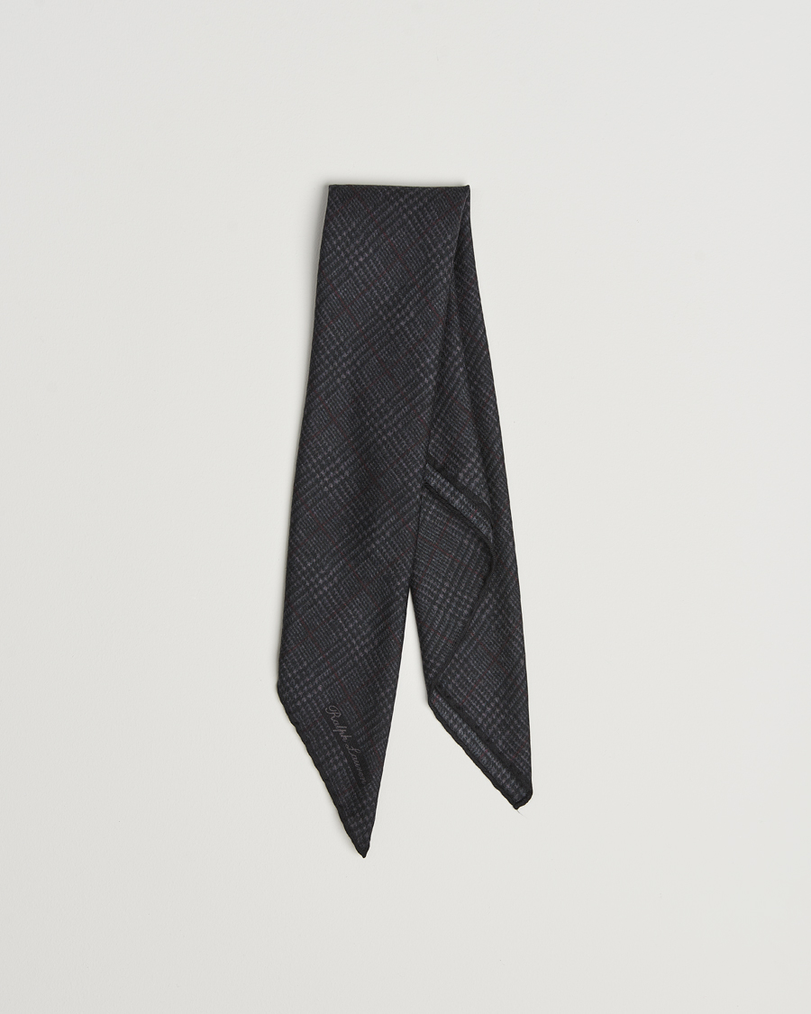 Hombres | Ralph Lauren Purple Label Glencheck Wool Scarf Charcoal | Ralph Lauren Purple Label | Glencheck Wool Scarf Charcoal