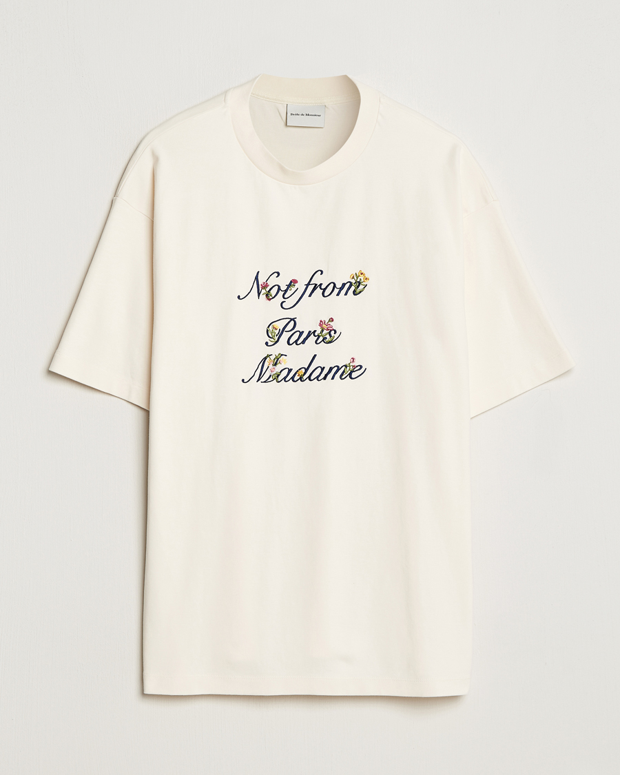 Hombres | Camisetas | Drôle de Monsieur | Flower Slogan T-Shirt Cream