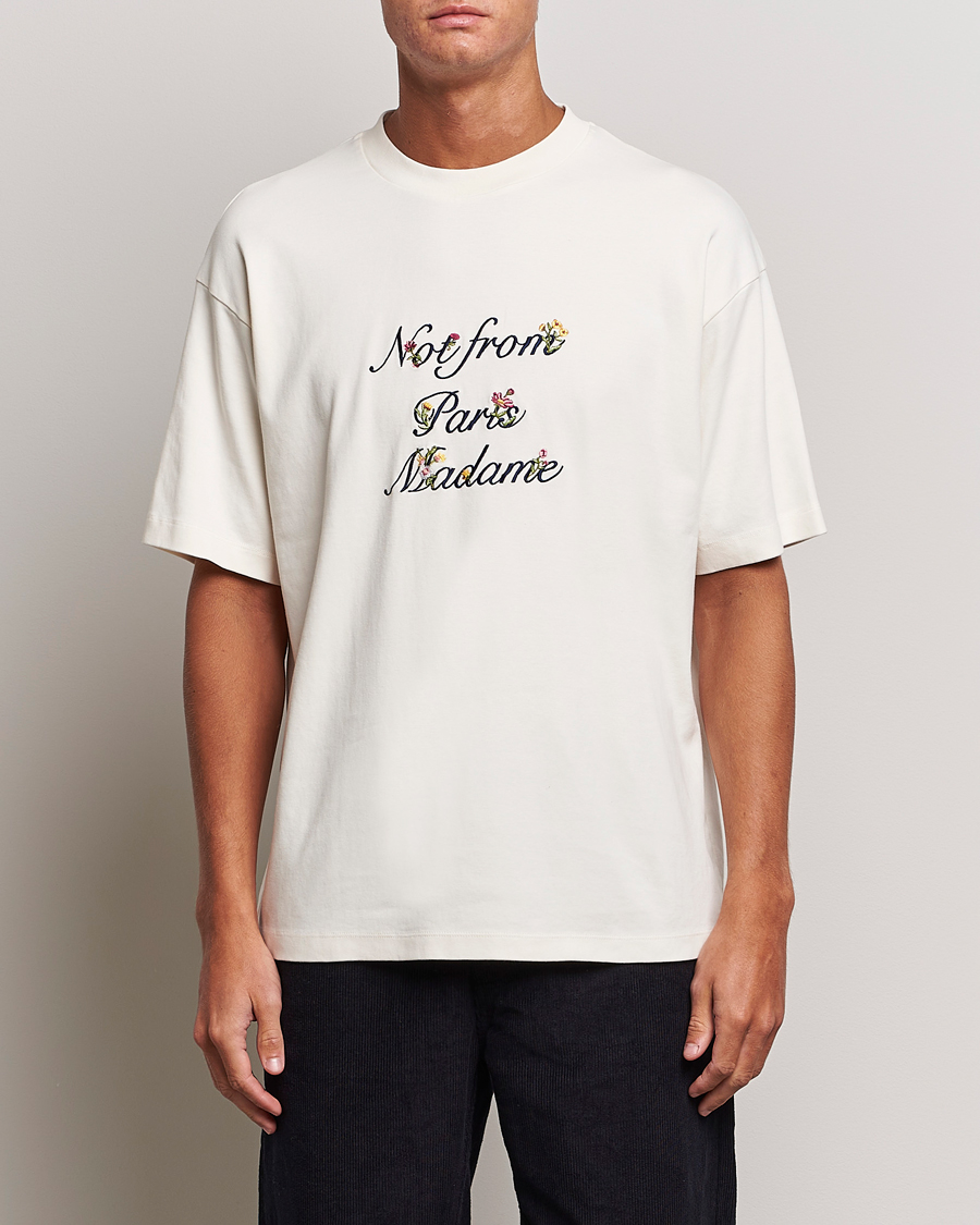 Hombres | Camisetas | Drôle de Monsieur | Flower Slogan T-Shirt Cream