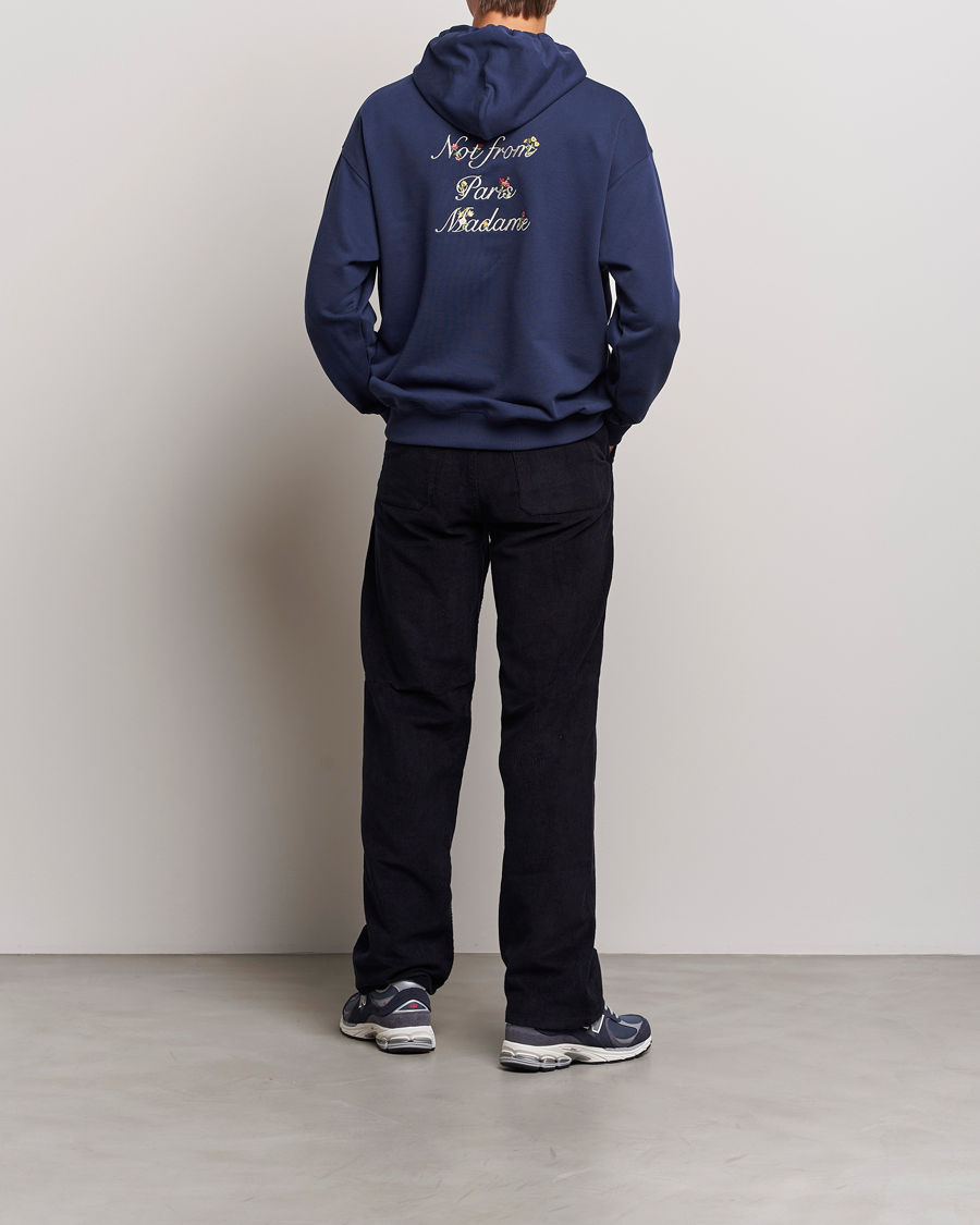 Hombres | Jerséis y prendas de punto | Drôle de Monsieur | Flower Slogan Hoodie Navy