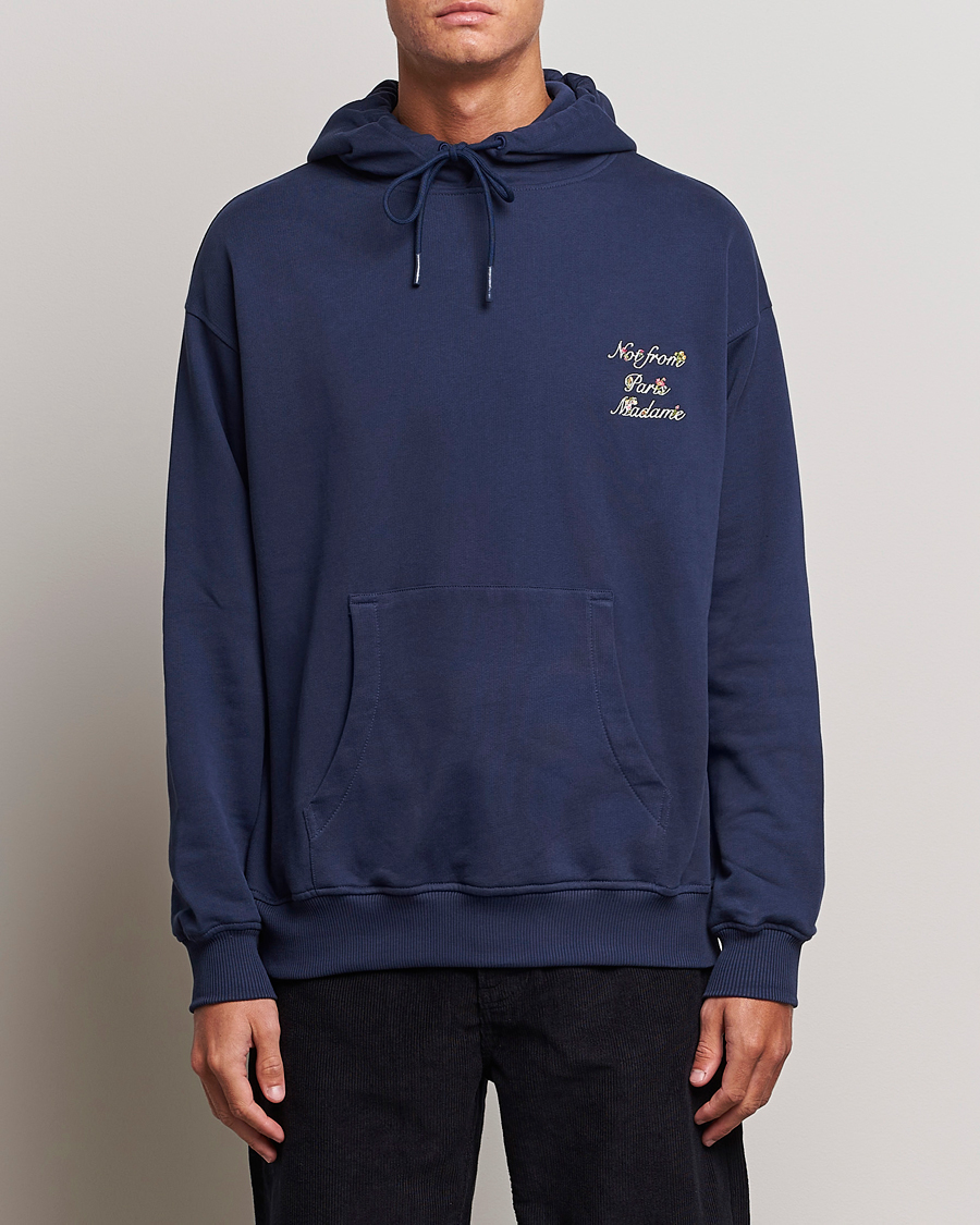 Hombres | Jerséis y prendas de punto | Drôle de Monsieur | Flower Slogan Hoodie Navy