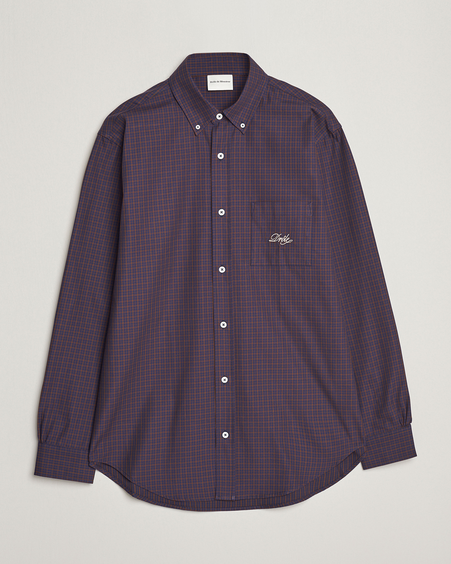 Hombres | Camisas | Drôle de Monsieur | Signature Check Shirt Dark Brown