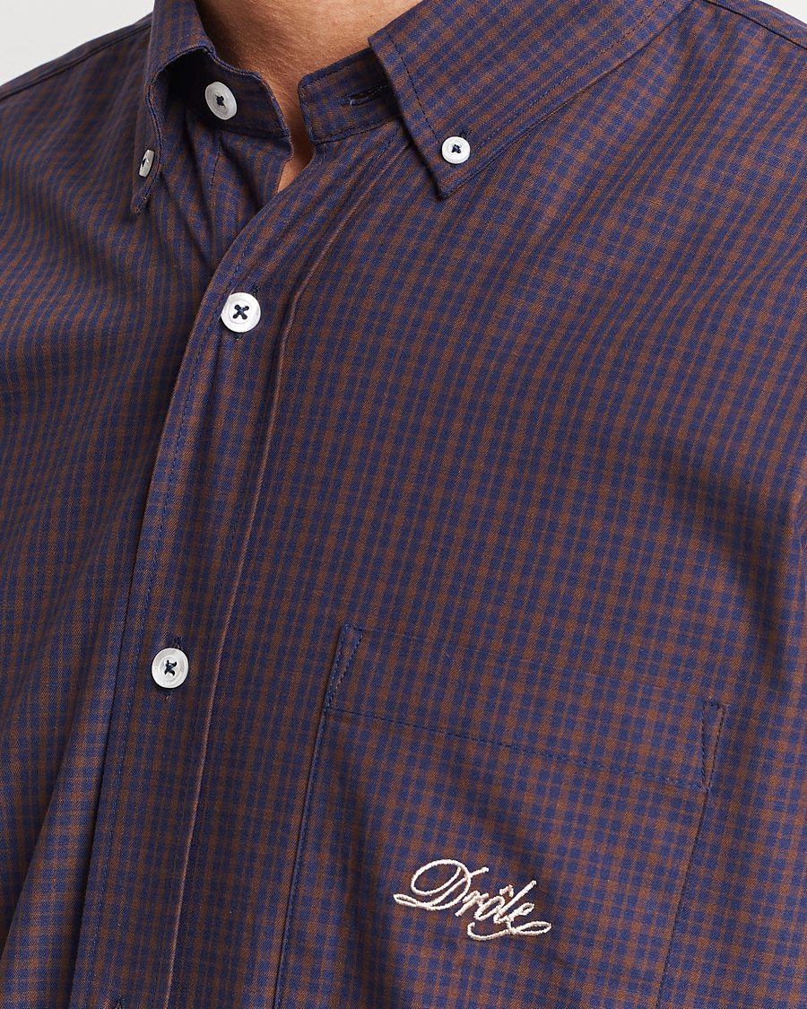 Hombres | Camisas | Drôle de Monsieur | Signature Check Shirt Dark Brown