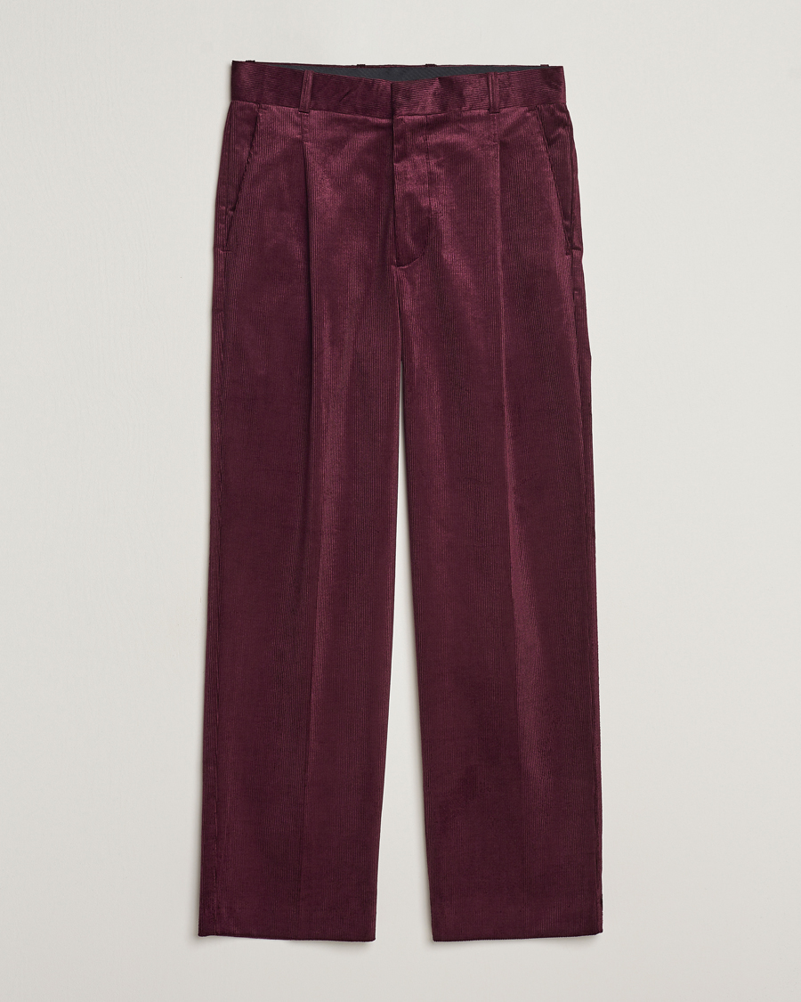 Hombres | Pantalones | Drôle de Monsieur | Pleated Corduroy Trousers Wine