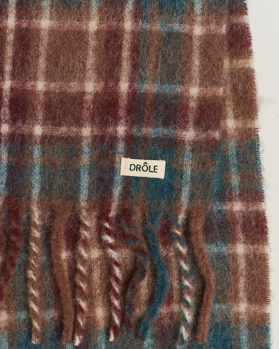 Hombres | Drôle de Monsieur Mohair Check Scarf Brown/Blue | Drôle de Monsieur | Mohair Check Scarf Brown/Blue