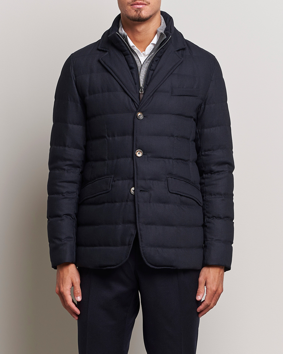 Hombres | Abrigos y chaquetas | Herno | Flannel Down Blazer Navy