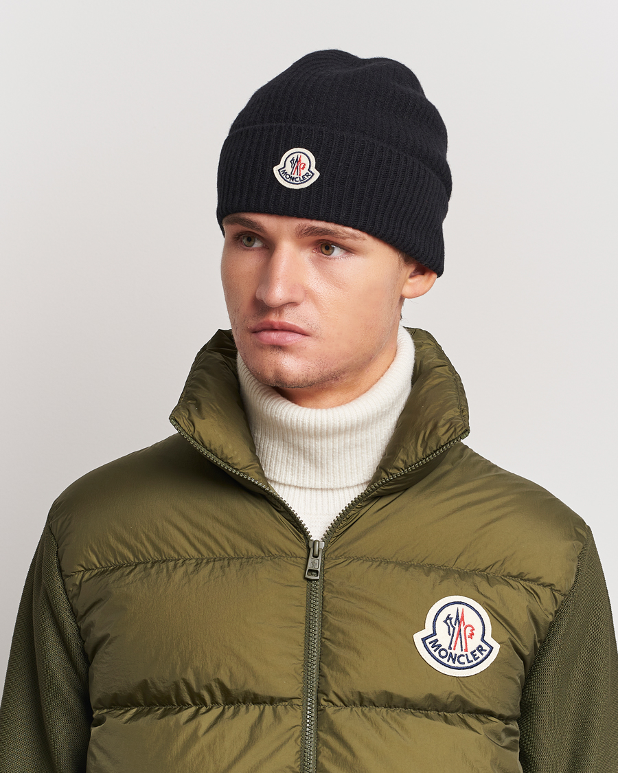 Hombres | Moncler Cashmere Beanie Black | Moncler | Cashmere Beanie Black