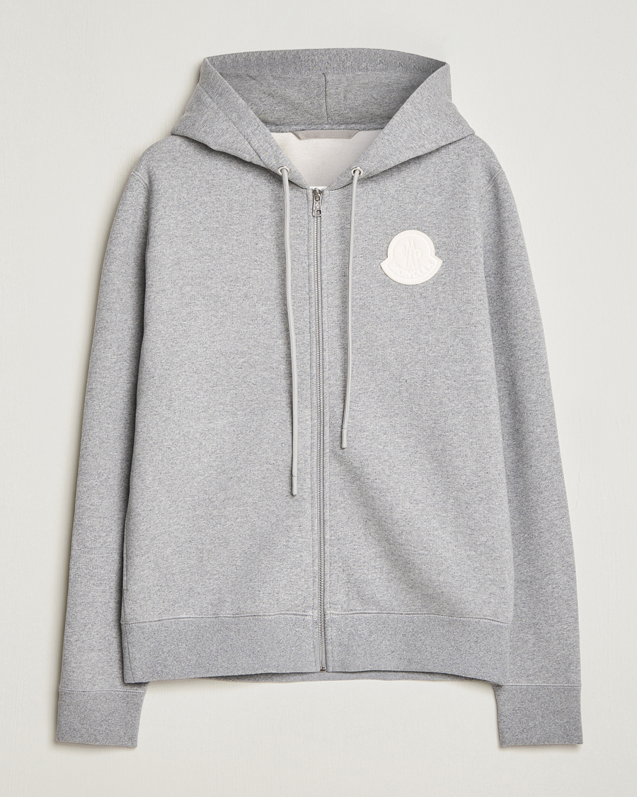 Hombres | Jerséis y prendas de punto | Moncler | Patch Logo Zip Hoodie Light Grey