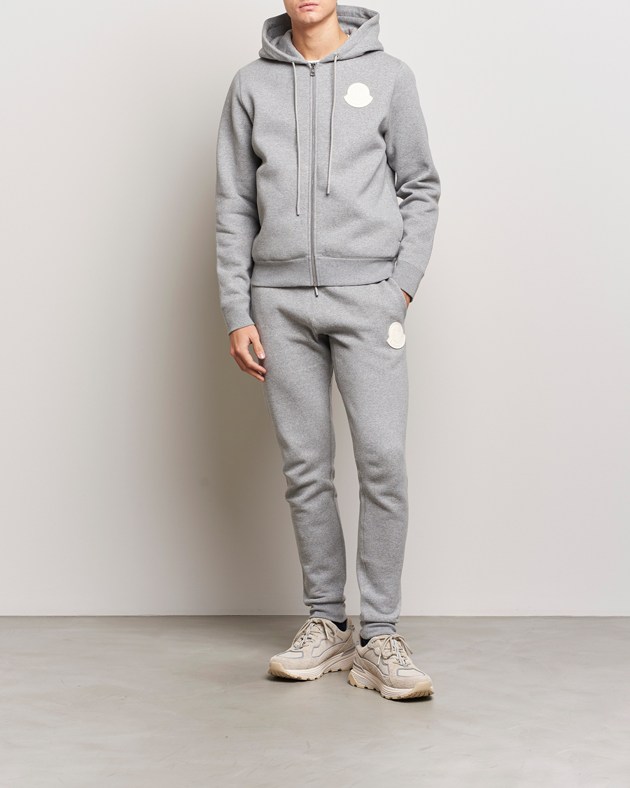 Hombres | Jerséis y prendas de punto | Moncler | Patch Logo Zip Hoodie Light Grey