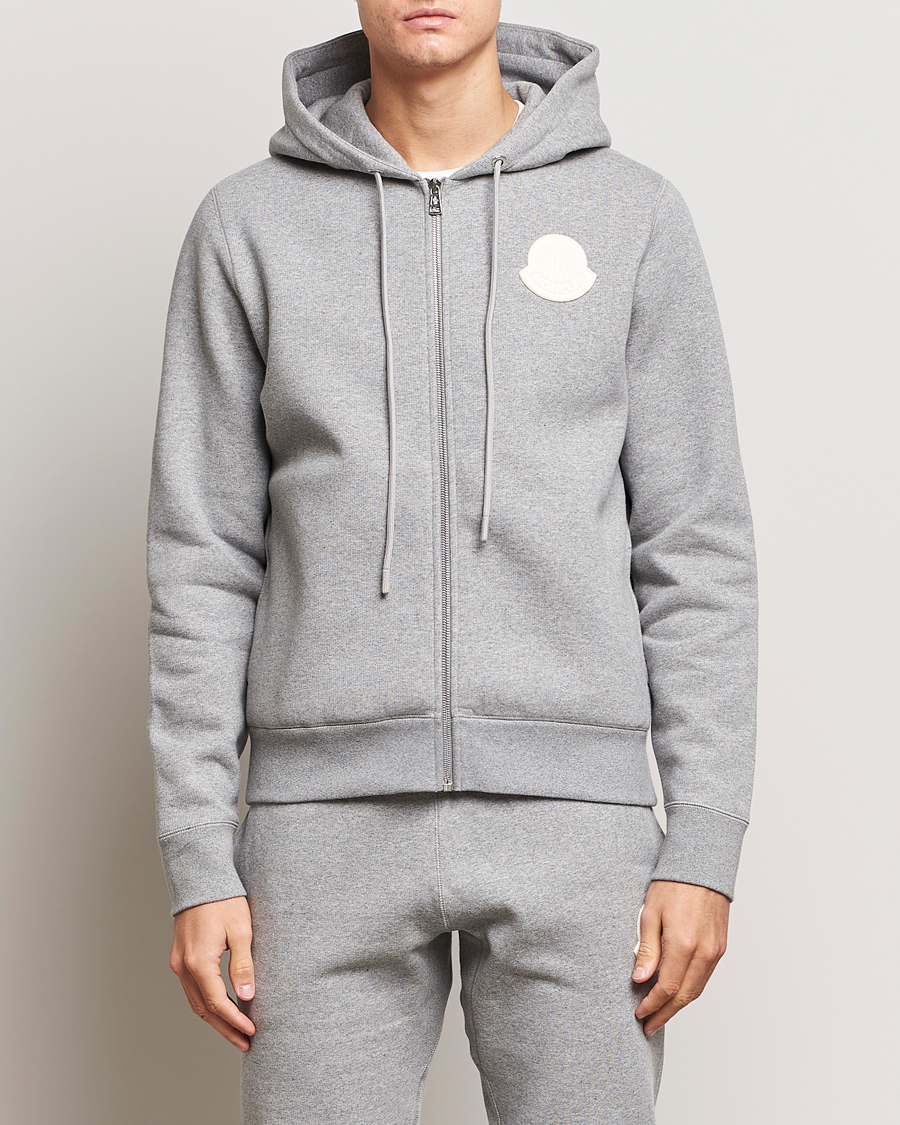 Hombres | Jerséis y prendas de punto | Moncler | Patch Logo Zip Hoodie Light Grey