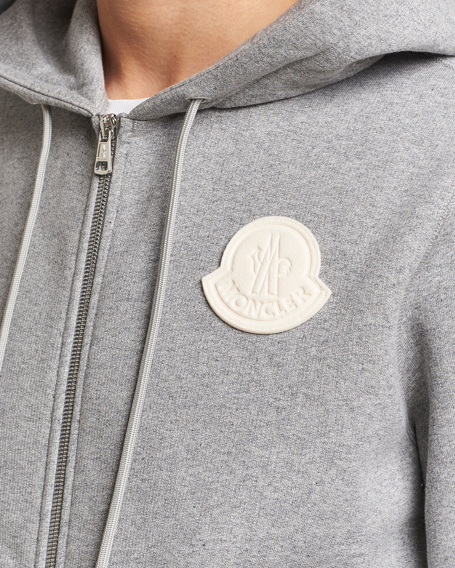 Hombres | Jerséis y prendas de punto | Moncler | Patch Logo Zip Hoodie Light Grey