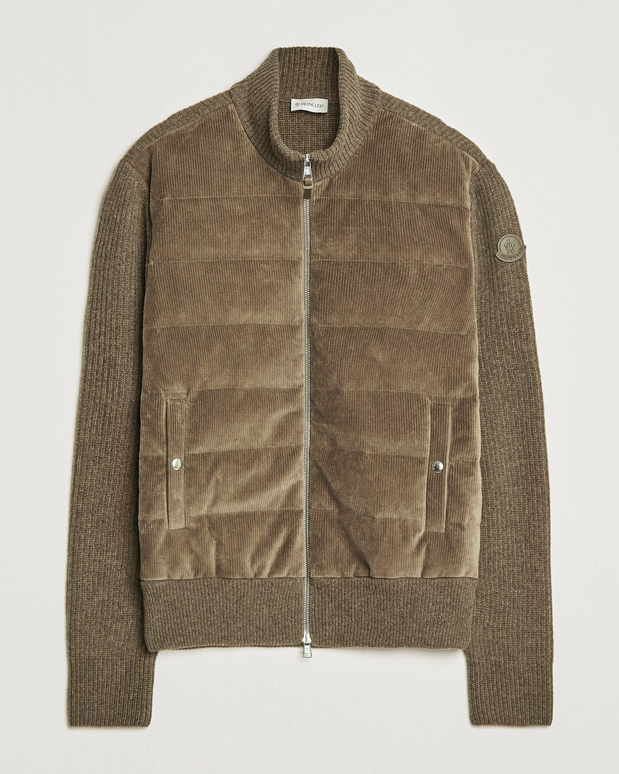 Hombres | Jerséis y prendas de punto | Moncler | Corduroy Zip Cardigan Taupe