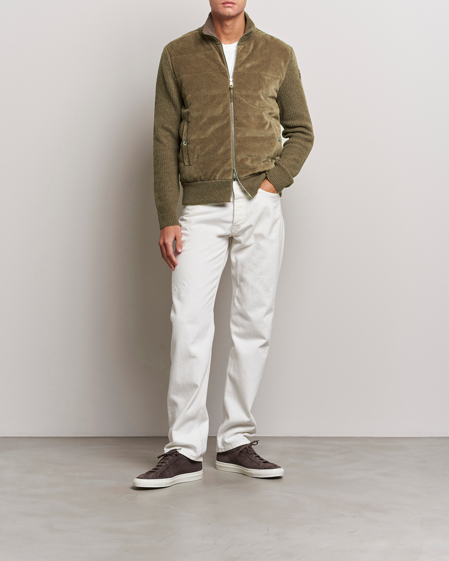 Hombres | Jerséis y prendas de punto | Moncler | Corduroy Zip Cardigan Taupe
