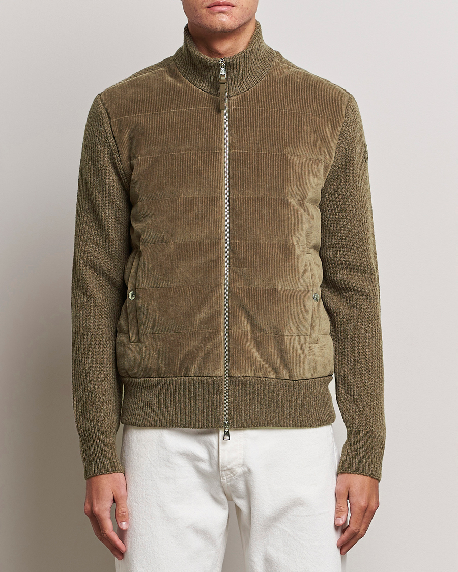 Hombres | Jerséis y prendas de punto | Moncler | Corduroy Zip Cardigan Taupe