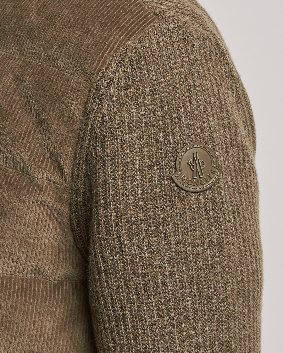 Hombres | Jerséis y prendas de punto | Moncler | Corduroy Zip Cardigan Taupe