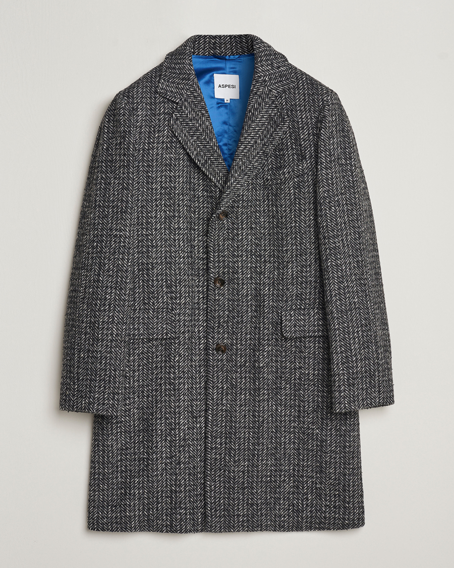 Hombres | Abrigos y chaquetas | Aspesi | Herringbone Wool Coat Grey